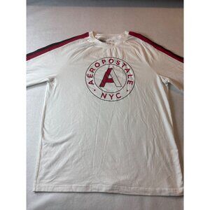 Aeropostale Stretch Graphic T-Shirt White & Red With Logo Print medium size